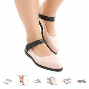 Melissa Pointed Flat Nude Pink With Black Strap Size 39 Used